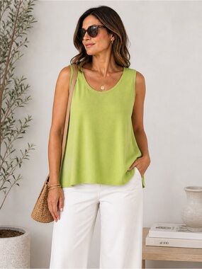 Misook Women’s Green Knit Sleeveless Top Size Large